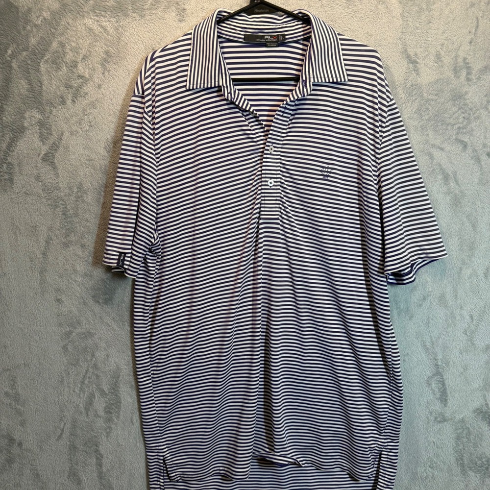 RLX Ralph Lauren Golf Polo‎ Shirt Striped Athletic Stretch Large